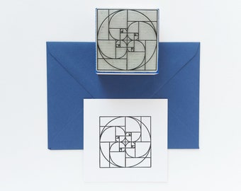 FIBONACCI CIRCLE Stamp, Fibonacci Numbers Sequence, Gift for Sacred Geometry Lover, Golden Ratio Spiral, Maths Circles Pattern, Freemason