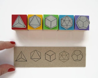 PLATONIC SOLIDS stamps. Polyhedra Stamps. Sacred Geometry Stamps. Geometric stamp. Shape Stamps. Geometry stamps. Tetrahedron. Octahedron