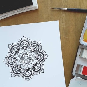 Tampon en caoutchouc MANDALA, papeterie fleur de lotus, cadeau pour professeur de yoga, mandala floral, journal Yogi Lover, journalisation mandala, étiquette d'anniversaire