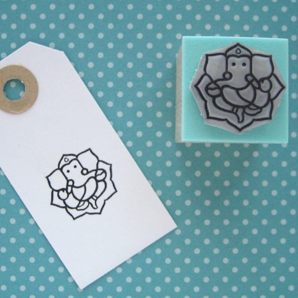 GANESHA Rubber Stamp, Ganesh Lover Gift, Indian Elephant Amulet, India Talisman, Hindu Journaling, Ganapati