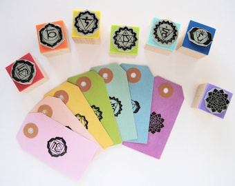 CHAKRAS Rubber Stamps SET, Seven Chakras Stamp, Set of Seven Chakras Stamps, Gift for Yoga Teacher, Reiki Diary, Buddhist Meditation Journal