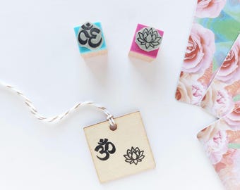 Juego de sellos de goma Om, minisello con símbolo Om, estampado de flor de loto, herramienta espiritual para amantes del yoga, diario de atención plena, diario yogui