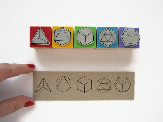 PLATONIC SOLIDS Stamp Set, Polyhedron Journaling, Sacred Geometry Pattern, Polihedra Crystal Shapes, Geometric Diary, Maths Science School