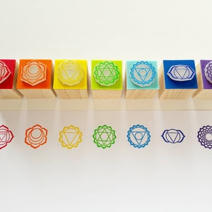 CHAKRAS Rubber Stamps SET, Seven Chakras Stamp, Set of Seven Chakras Stamps, Gift for Yoga Teacher, Reiki Diary, Buddhist Meditation Journal image 9
