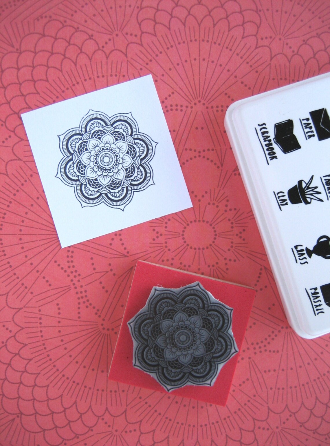 MANDALA Rubber Stamp Version 1 Mandala Flower Stamp Etsy