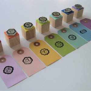 CHAKRAS Rubber Stamps SET, Seven Chakras Stamp, Set of Seven Chakras Stamps, Gift for Yoga Teacher, Reiki Diary, Buddhist Meditation Journal image 5