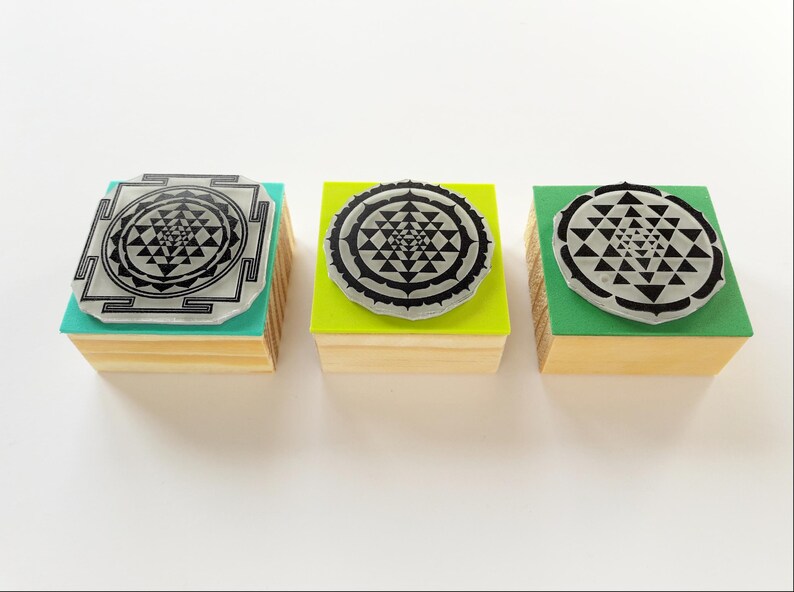 SRI YANTRA Stamp, Sacred Geometry Gift, Yoga Rubber Stamp for Journaling, Yantra Pattern, Meditation Journal, Mindfulness Card, Yogi Teacher image 11