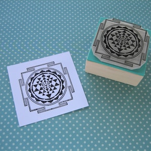 SRI YANTRA Stamp, Sacred Geometry Gift, Yoga Rubber Stamp for Journaling, Yantra Pattern, Meditation Journal, Mindfulness Card, Yogi Teacher image 3