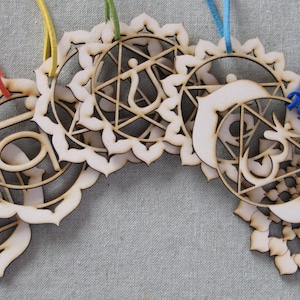 Wood Chakra Set, Wooden Seven Chakras, Chakras Wall Art, 7 Chakras Lover Gift, Chakras Symbols, Sacred Geometry Lover, Yoga Studio Decor