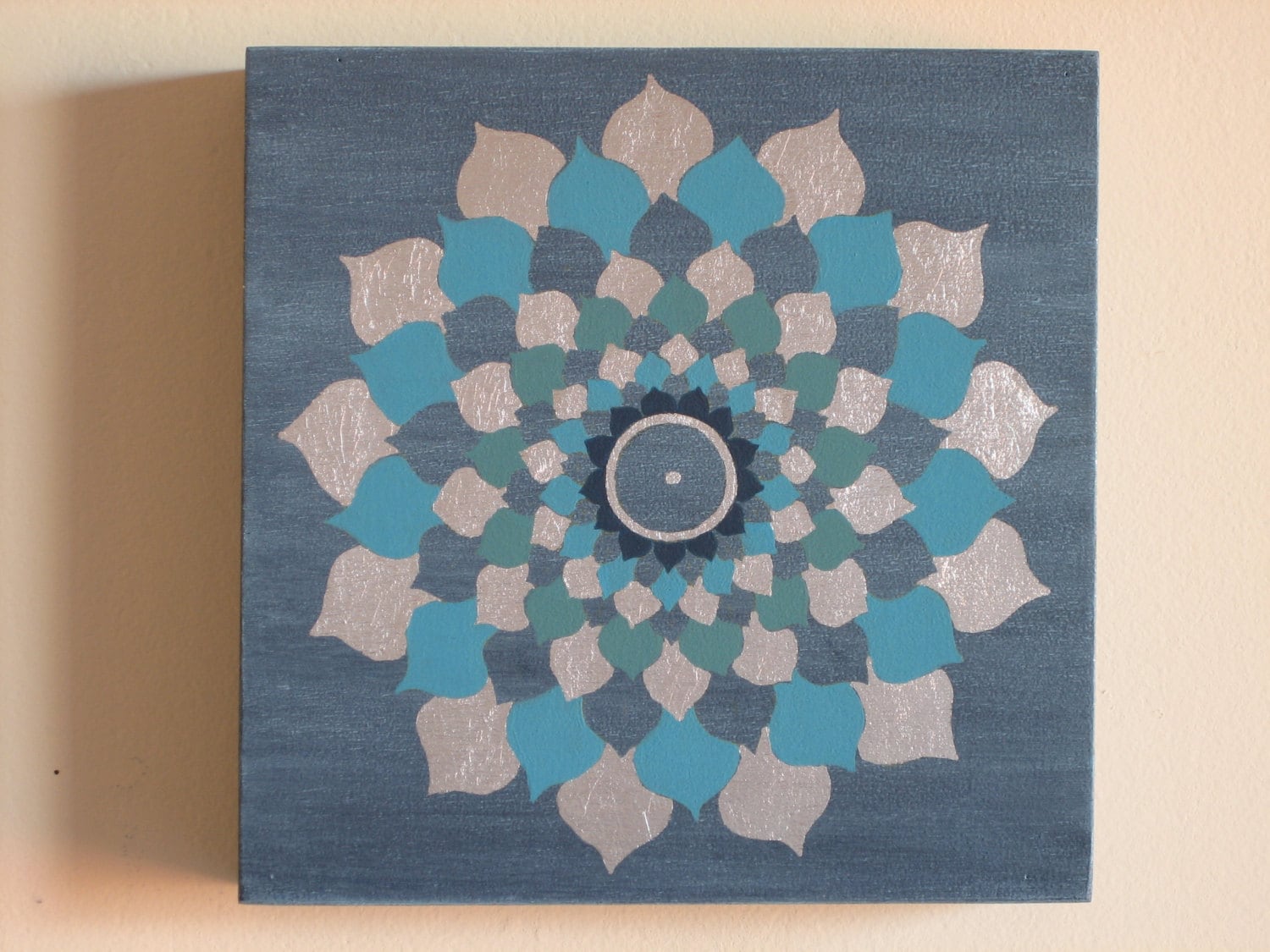 マンダラ オリジナル木製絵画、チャクラ サハスララ アート、7つの