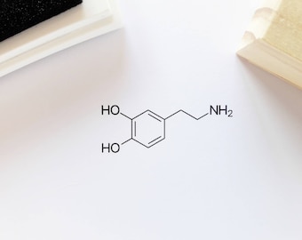 DOPAMINE Rubber Stamp, Peace Molecule, Science Lab Teacher Planner, Chemistry Lover, Science Gift, End of School Party Idea, Wellness Remind
