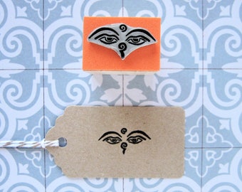 Sello de goma "Ojos de Buda", Tarjeta "Sabiduría de Buda", Budismo tibetano, Diario de mudra, Planificador de cabeza de Buda, Diario de meditación, Budismo