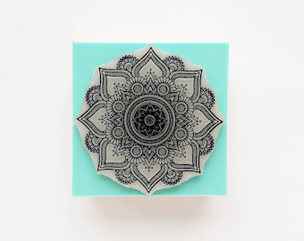 MANDALA Stamp (Version 3), Lotus Flower Stamp, Yoga Journal Stamp, Wedding Invitation DIY, Mandala Lotus Flower, Gift for Yoga Teacher