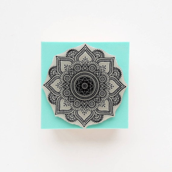MANDALA Rubber Stamp, Lotus Flower Journal, Yoga Journaling, Yogi Teacher Gift, Meditation Stationery, Zen Planner, Pattern Stamping, Sacred