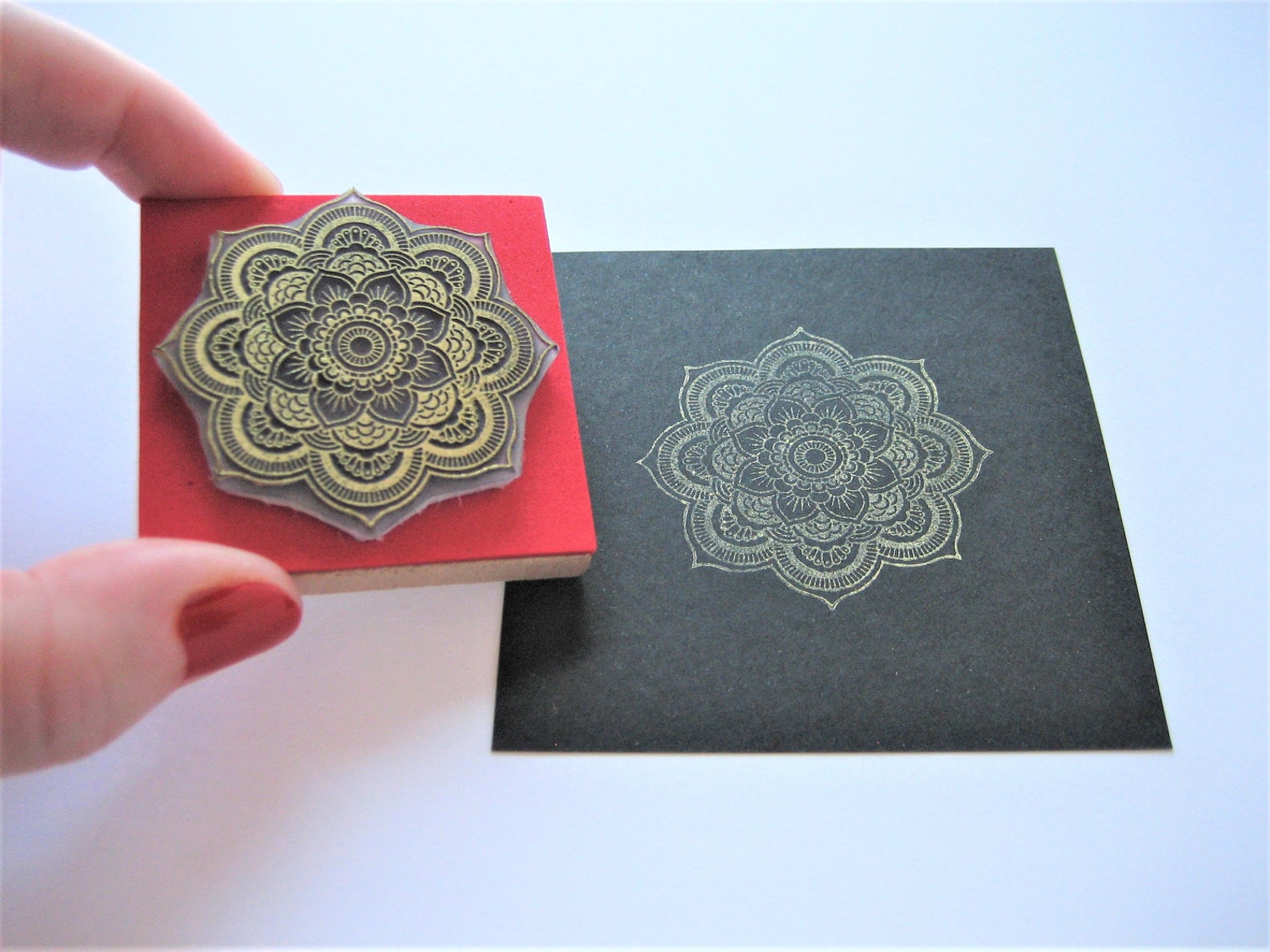 MANDALA Rubber Stamp Version 1 Mandala Flower Stamp Etsy