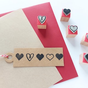 Jeu de tampons en caoutchouc coeurs, mini forme de coeur mignon, fabrication de cartes-cadeaux de mariage, petit coeur pour tenir un journal, petit agenda coeur audacieux, contour de coeur