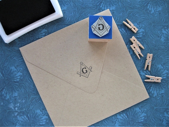 Freemason Rubber Stamp, Freemasonry Symbol Stamp, Masonic Lodge, Square and Compass Journal Lover, Freemason Candidates Gift, Masons Journal