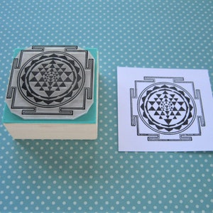 SRI YANTRA Stamp, Sacred Geometry Gift, Yoga Rubber Stamp for Journaling, Yantra Pattern, Meditation Journal, Mindfulness Card, Yogi Teacher image 4