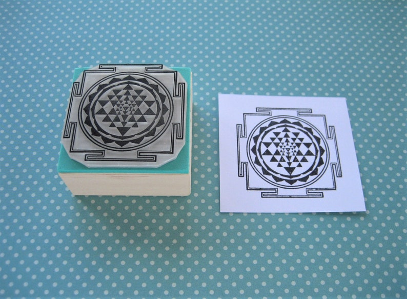 SRI YANTRA Stamp, Sacred Geometry Gift, Yoga Rubber Stamp for Journaling, Yantra Pattern, Meditation Journal, Mindfulness Card, Yogi Teacher image 4