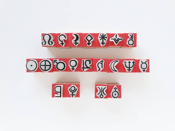 PLANETARY SYMBOLS Mini Rubber Stamps, Astrology Lover Gift, Astral Chart, Zodiac Planner, Constellations Stamp, Planets Solar System Journal