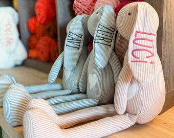 Personalized Plush Bunny Rabbit, First Easter Baby Gift, Embroidered Name Toy