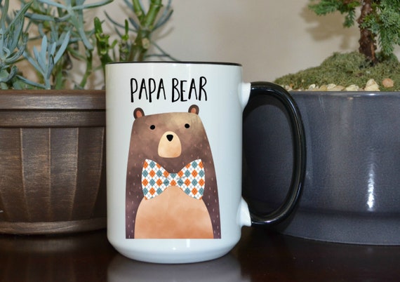 Papa Bear Personalized Black Coffee Mug