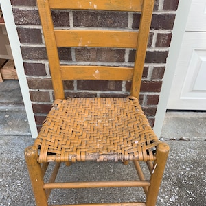 Very Old Quaint Woven Ladder-back Chair Perfect to Hang on Wall