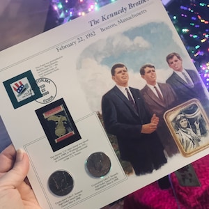 Great Gift for the Kennedy Fan -- Double Coin and Stamp Set Featuring All Four Kennedy Brothers