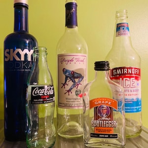Two Various Lots of Empty Glass Liquor and Wine Bottles for Crafts