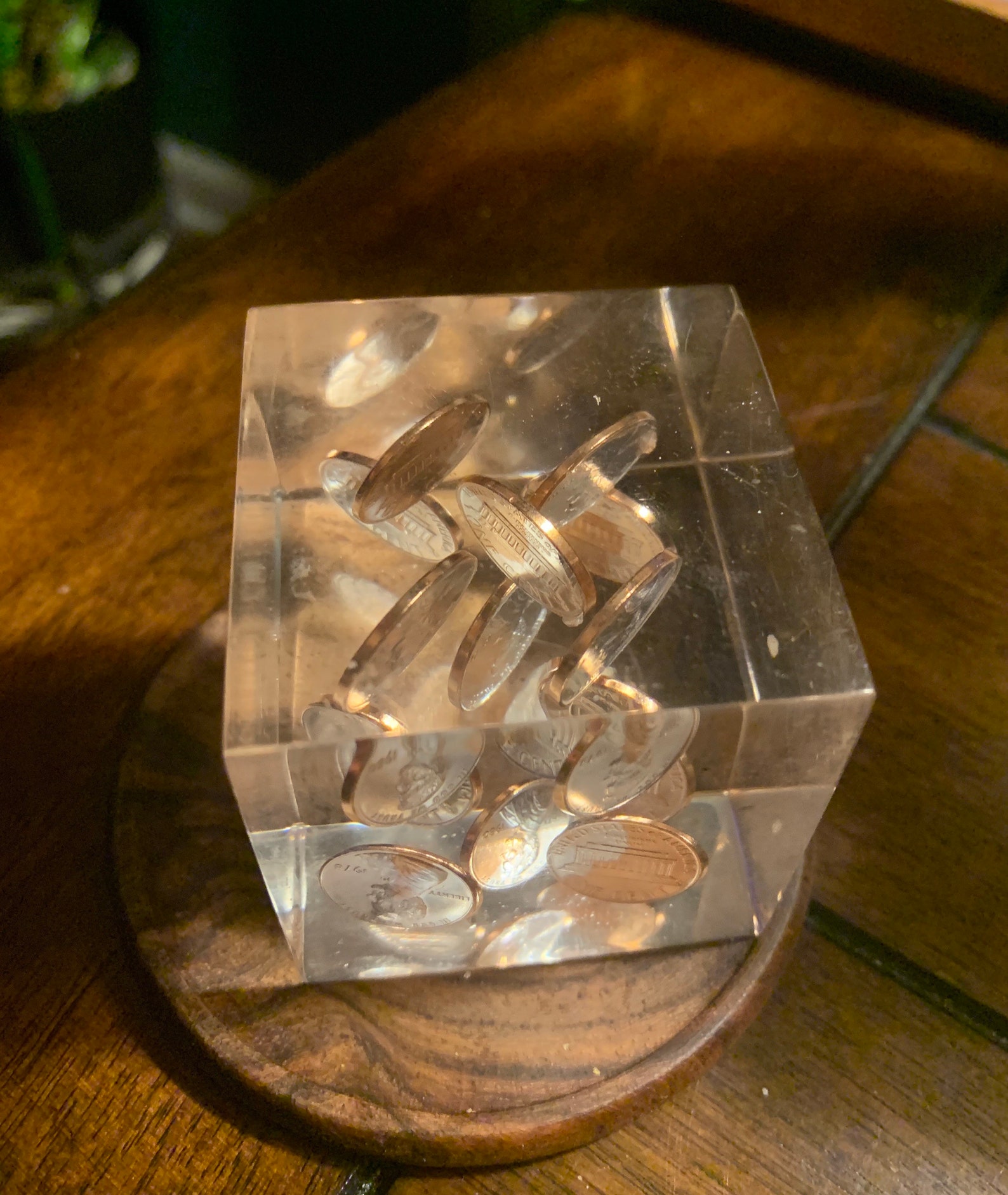 Classy Acrylic Square Paperweight With Shiny Pennies From Etsy