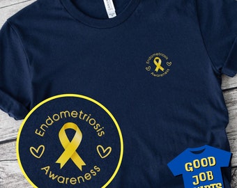 Endometriosis Awareness Shirt with Yellow Ribbon Pocket, Endometriosis Shirt for March Awareness Month, Women's Health, Chronic Pain Support