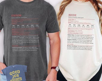 Matching DnD Wedding Shirts: Bride & Groom Comfort Colors® T-Shirts for Dungeons and Dragons Players