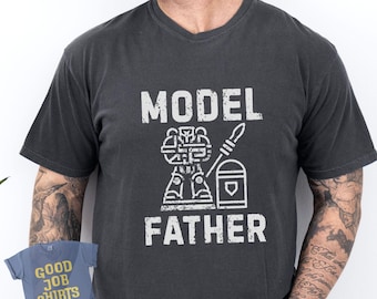 Nerdy Dad Gifts: Model Dad Comfort Colors® Shirt for Tabletop Wargaming Players and Painters