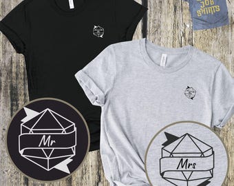 Matching DnD Wedding Shirts: Mr & Mrs Unisex T-Shirts for Dungeons and Dragons Players
