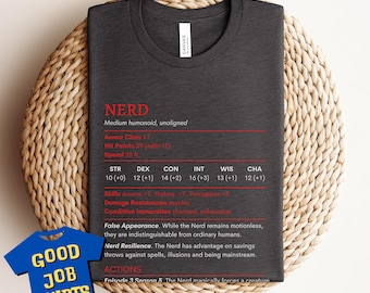 Funny DnD Shirts: DnD Nerd Stat Block Shirt for Dungeons and Dragons Players