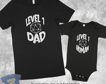 Matching Dad & Baby DnD Shirts: T-Shirt and Bodysuit for New Fathers and Babies
