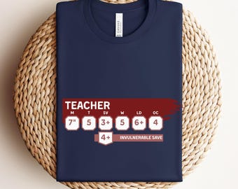 Teacher Stat Block Shirt for Wargames Players: Back to School Cotton T-Shirt for Wargaming Hobbyists