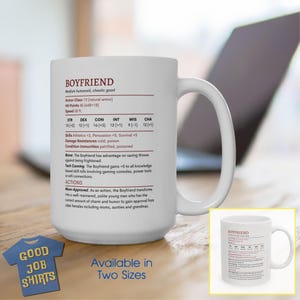 Boyfriend DnD Stat Block Mug, Nerd Boyfriend Anniversary Gift, Gamer Boyfriend Christmas Gift, Dungeon Boyfriend Ideas, Gift From Girlfriend