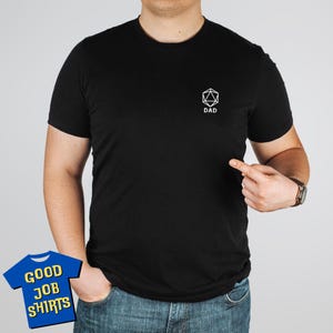 DnD Mens Shirt with D20 Dad Pocket Design, D&D Fathers Day Ideas, DnD Couple Gift for New Parents, Mom Dad Matching TShirts, RPG DM Gifts