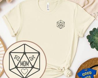 DnD Pregnancy Announcement Shirt: D20 2026 Mom T-Shirt for Dungeons and Dragons Players