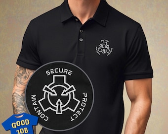 SCP Foundation Logo Mens Polo Shirt: 100% Cotton Collared Shirt in Adult Sizes