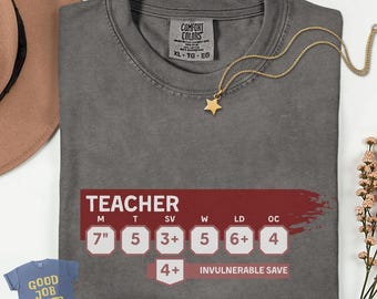 Teacher Wargames Stat Block Shirt: Nerdy Teacher Comfort Colors Shirt for Wargamers and Model Painters