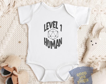 DnD Baby Bodysuit: Level 1 Human D20 Baby Clothing for New Parents and Dungeons & Dragons Players