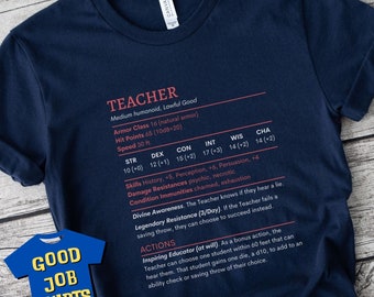 DnD Teacher Shirt: Teaching Stat Block T-Shirt for Dungeons and Dragons Player Gifts