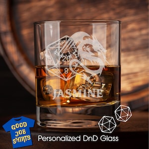 Personalized Engraved DnD Glass: 10.5oz Whiskey Tumbler with custom name for Dungeons & Dragons Players