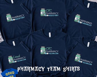 Pharmacy Team Shirts for OTC Co-Workers, Lead Tech Assistant & Pharmacist,Dispensing Pharmacy Squad Crew,Professional Matching Group TShirts