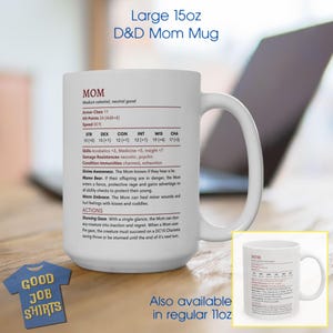 Mom Stat Block Coffee Mug for DnD Mother's Day Gifts, DnD Christmas Presents, Funny Monster Stat Block Cup, Gifts for D&D Moms, DM Mug Gift