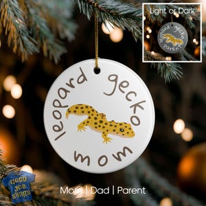 Leopard Gecko Ornaments: 2.8" Ceramic Hanging Ornaments in Six Designs for Pet Parents