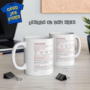 DnD Teacher Mug for Back to School, DnD Stat Block Coffee Mug, Teacher Mug DM Gift, Dungeon Master Mug, Nerdy Teacher Mug,Funny Teacher Gift image 4
