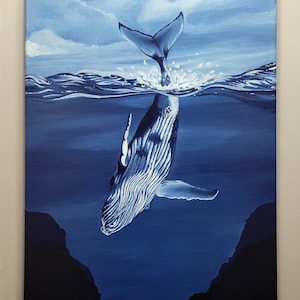 Original Acrylic Painting - Two Worlds - Humpback Whale